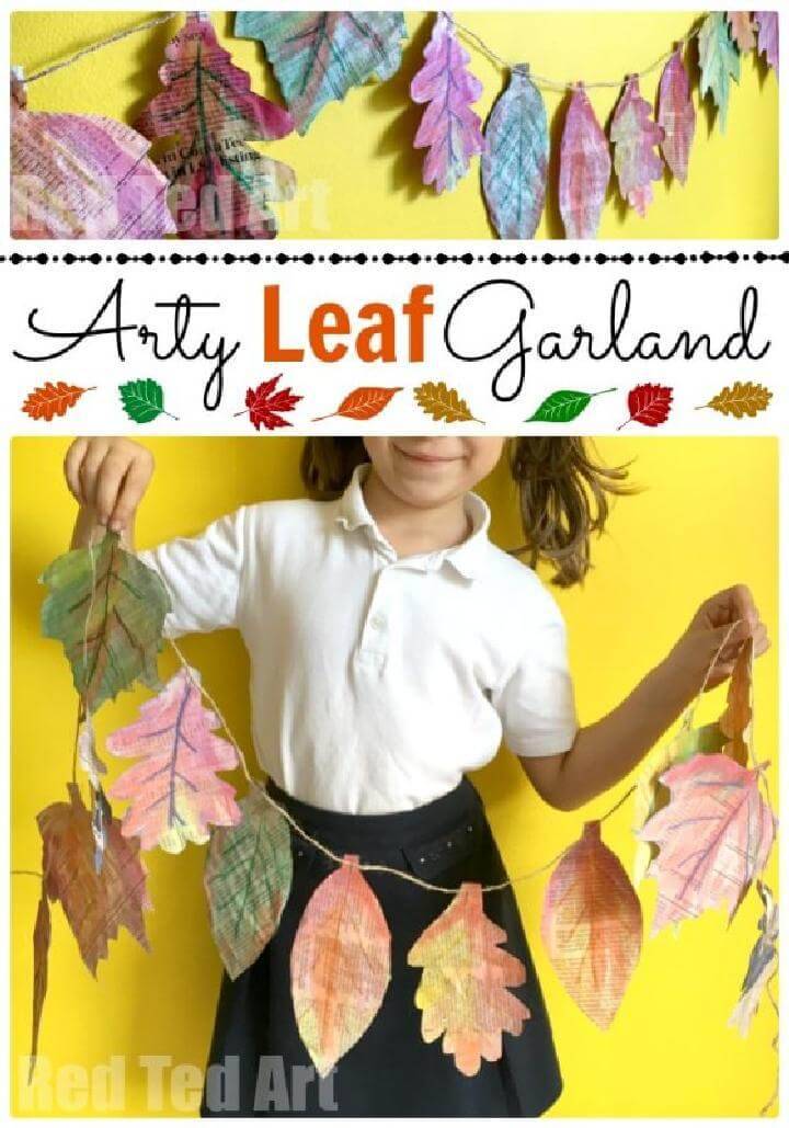 DIY Newspaper Leaf Garland