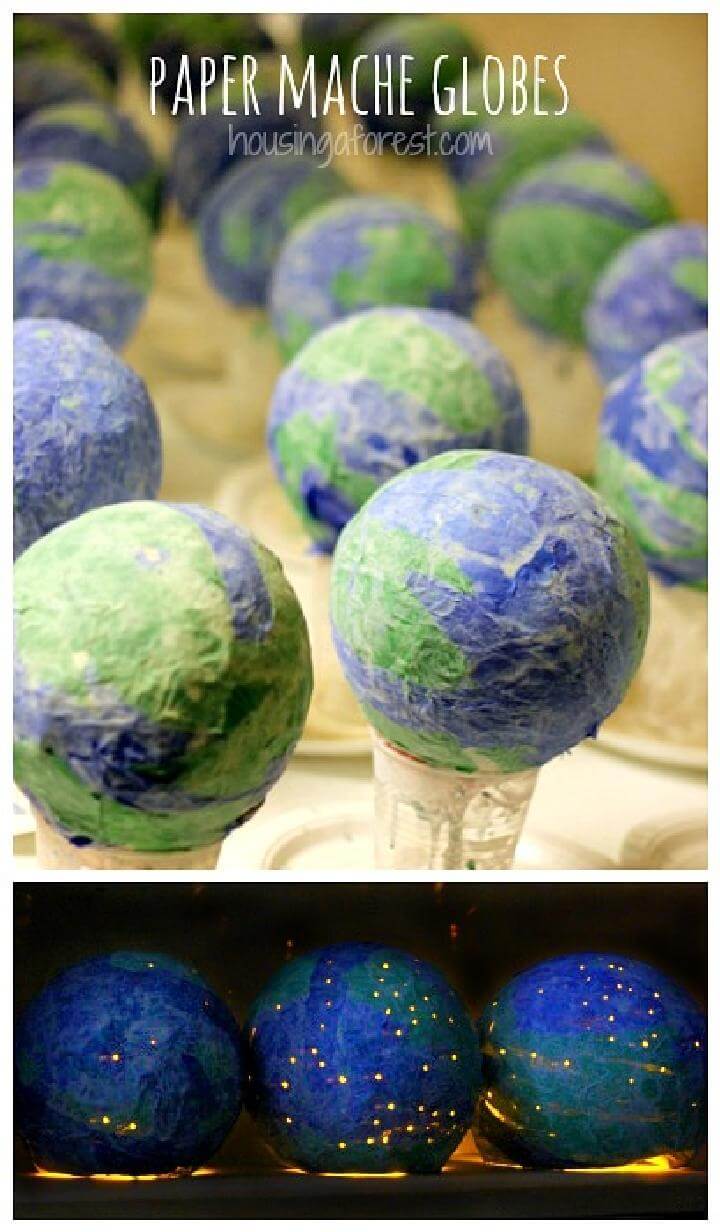 DIY Newspaper Mache Light Up Globes