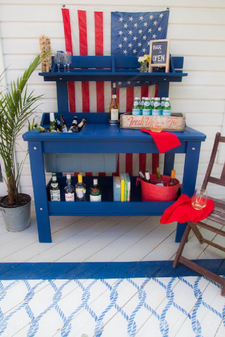 DIY Outdoor Potting Bench into Bar