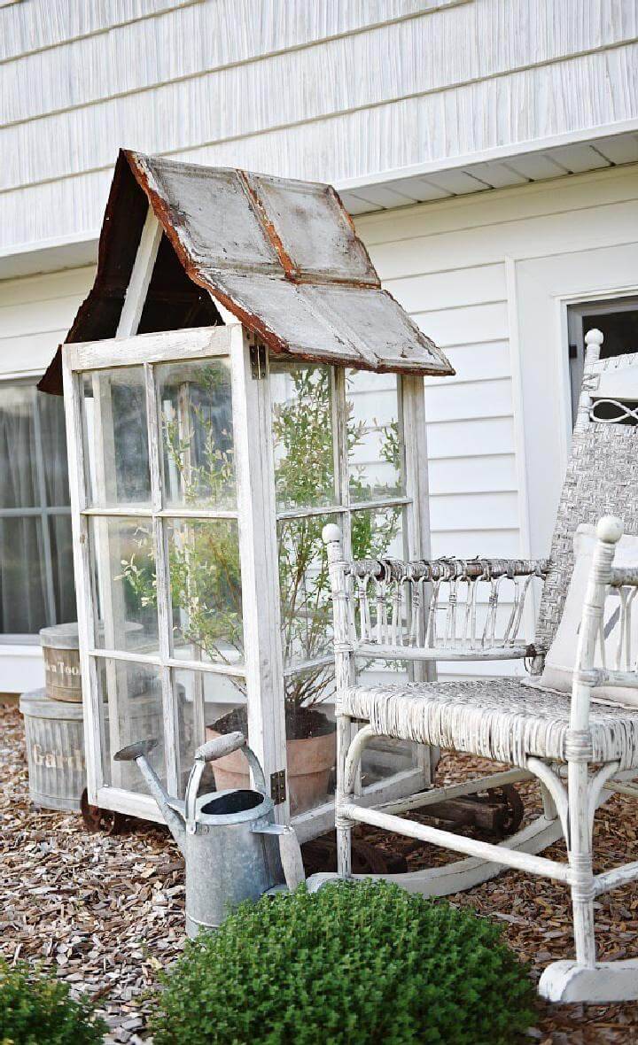 DIY Repurposed Window Rustic Mini Greenhouse