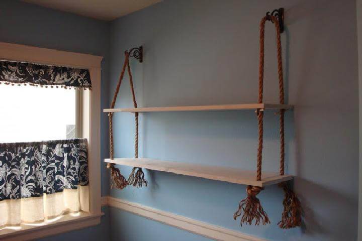 DIY Wood and Rope Shelves