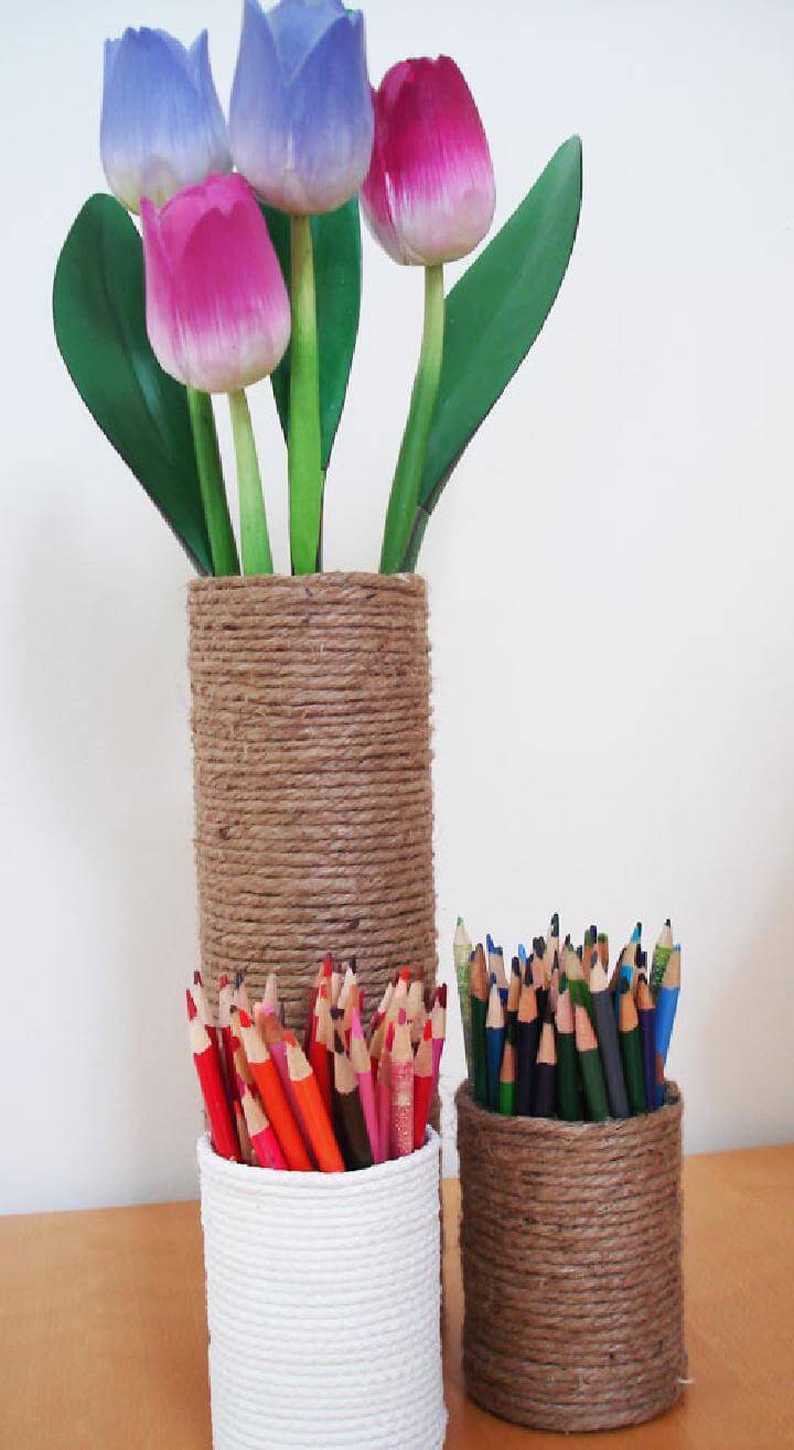 DIY Rope Vase and Pencil Holders