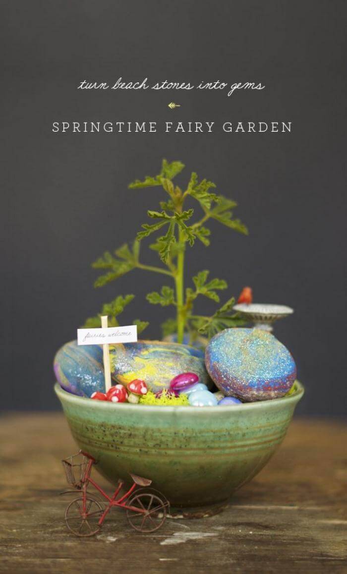 DIY Sparkly Beach Stone Fairy House