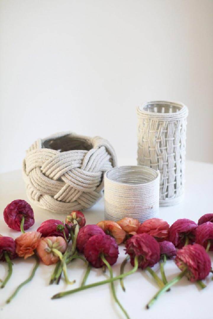 DIY Super Beautiful Handcrafted Rope Vases