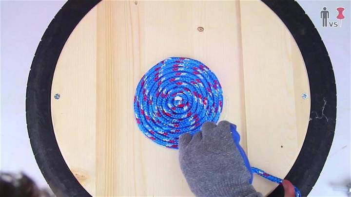 now coil the wood around the center in spiral manner