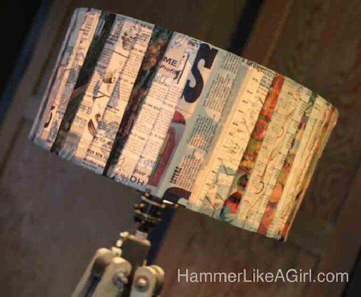 DIY Vintage Newspaper Decoupage Lampshade