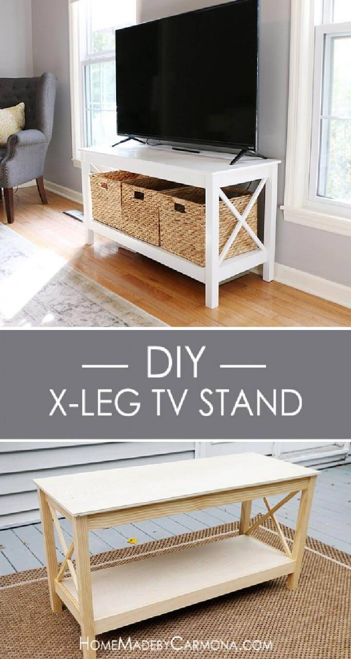 DIY X-Leg TV Stand with Fee Build Plan