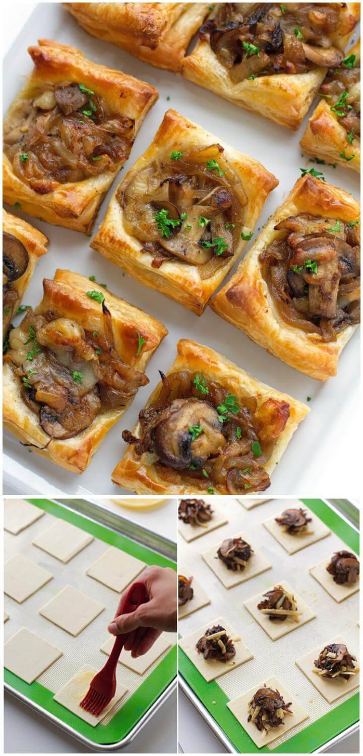 Gruyere, Mushroom, and Caramelized Onion Bites for Graduation Party