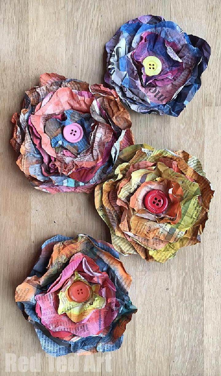 Handcrafted Newspaper Flowers