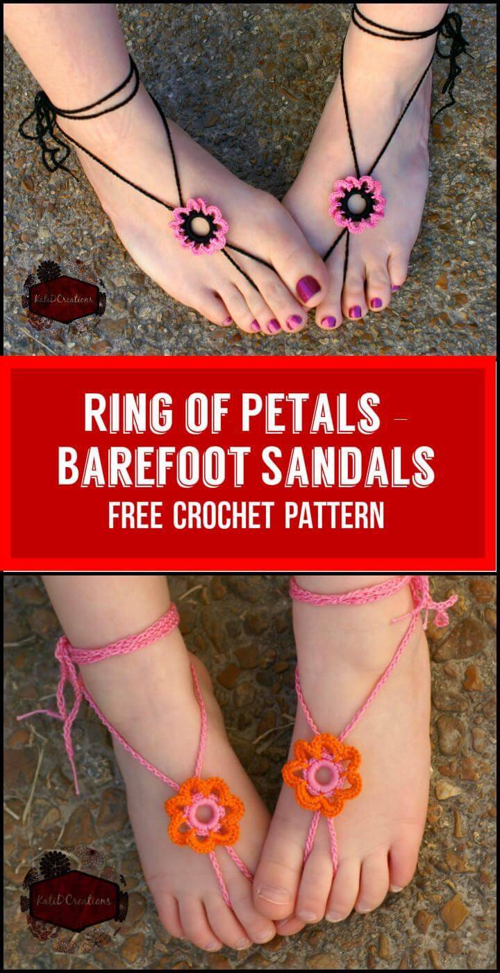 Crochet Barefoot Sandals - 50+ Free Crochet Patterns - DIY & Crafts