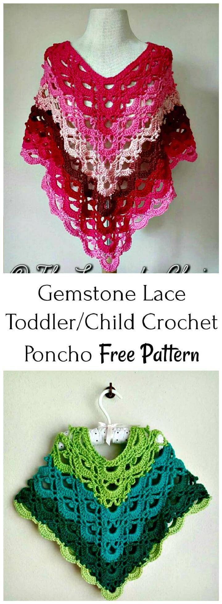 Greenstone Lace toddler or Child Crochet Poncho