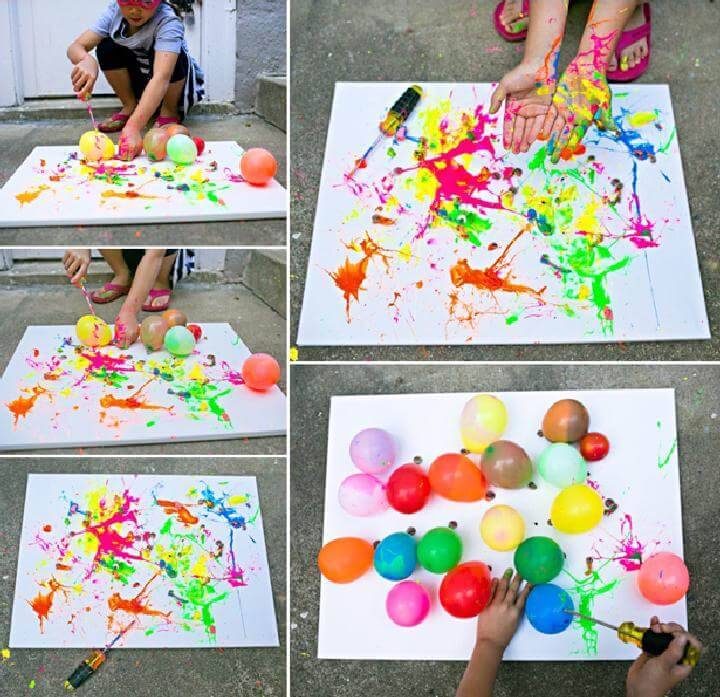 200 Fun And Cool Crafts For Teens Easy Art Projects For Teens   Amazing Balloon Splatter Painting 