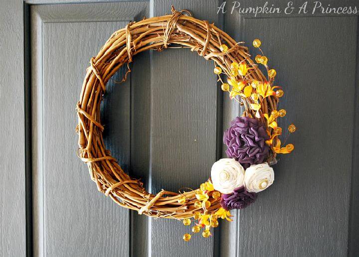 DIY Awesome Purple Mustard Yellow Fall Wreath