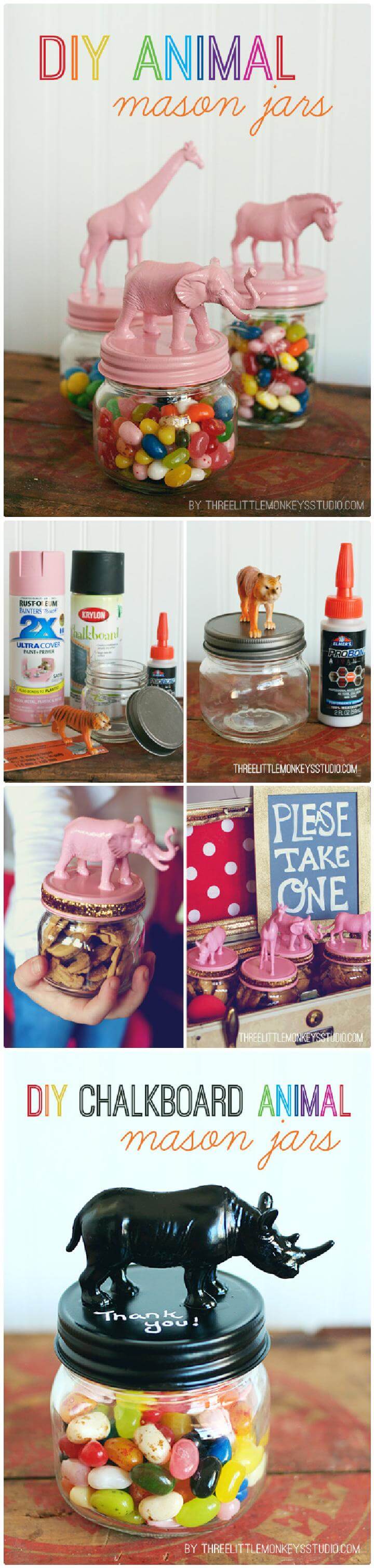 DIY Beautiful Animal Mason Jars