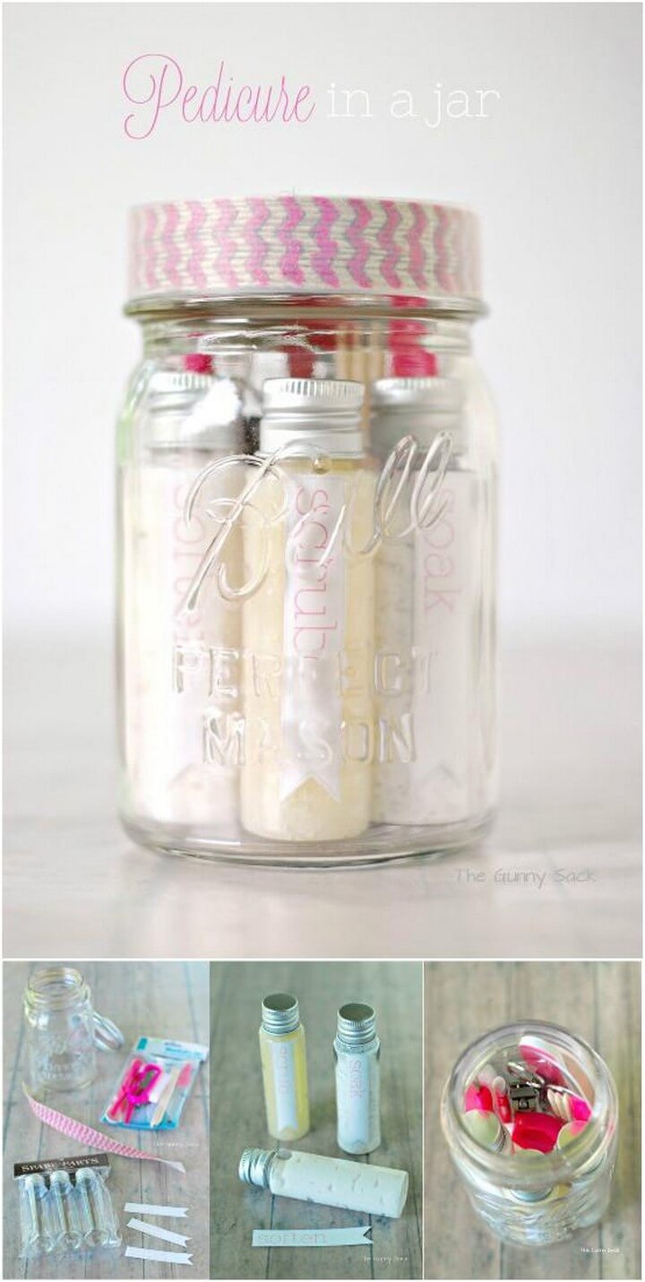 DIY Beautiful Pedicure Mason Jar Gift