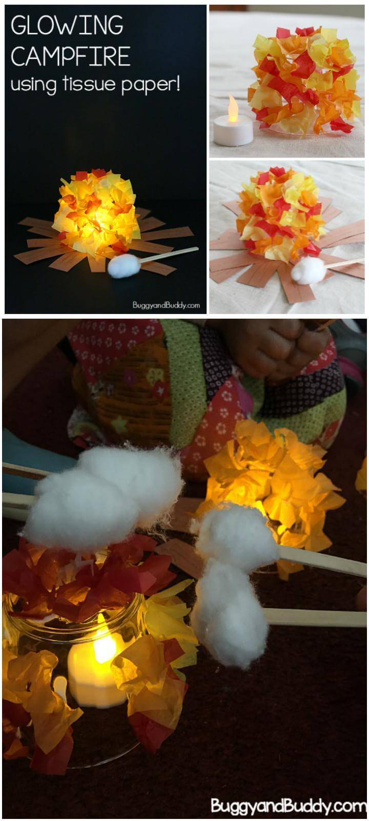 DIY Beautiful Tissue Paper Glowing Campfire
