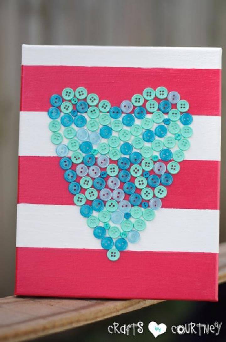 DIY Button Heart Canvas