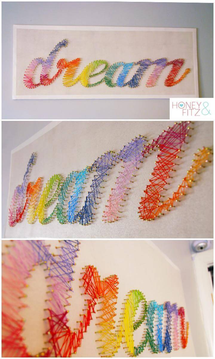 DIY Colorful String Wall Art