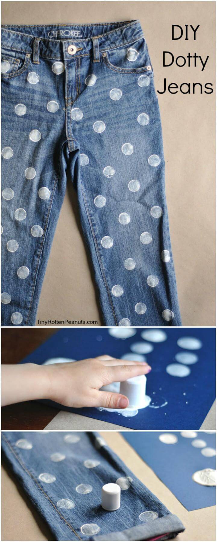 DIY Dotty White Polka Dot Jeans