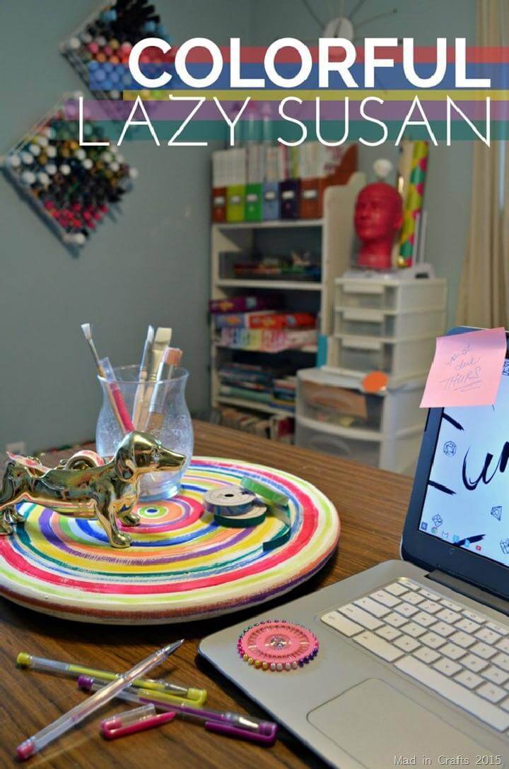 DIY Easy Colorful Painted Lazy Susan