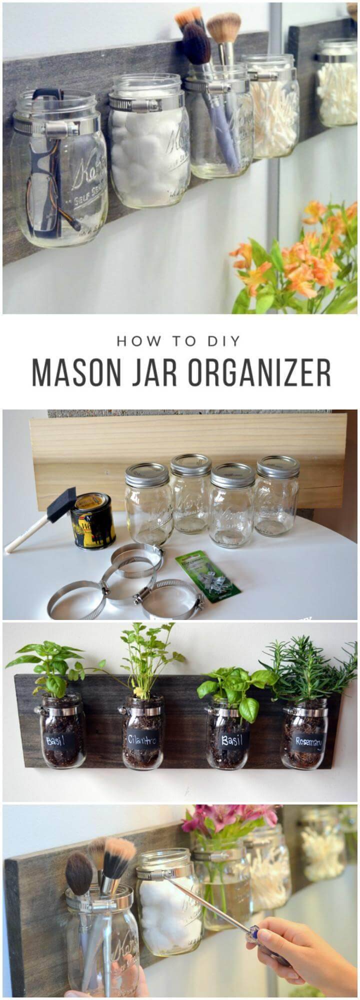 DIY Easy Mason Jar Organizer