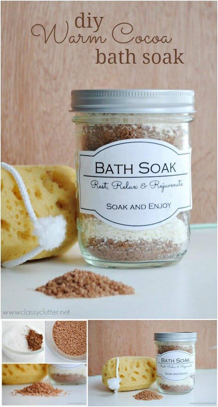 DIY Easy Mason Jar Warm Cocoa Bath Soak