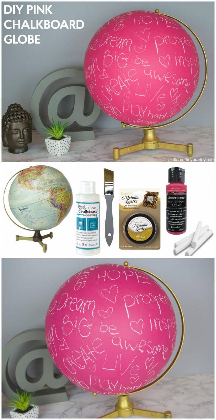 DIY Easy Pink Chalkboard Globe