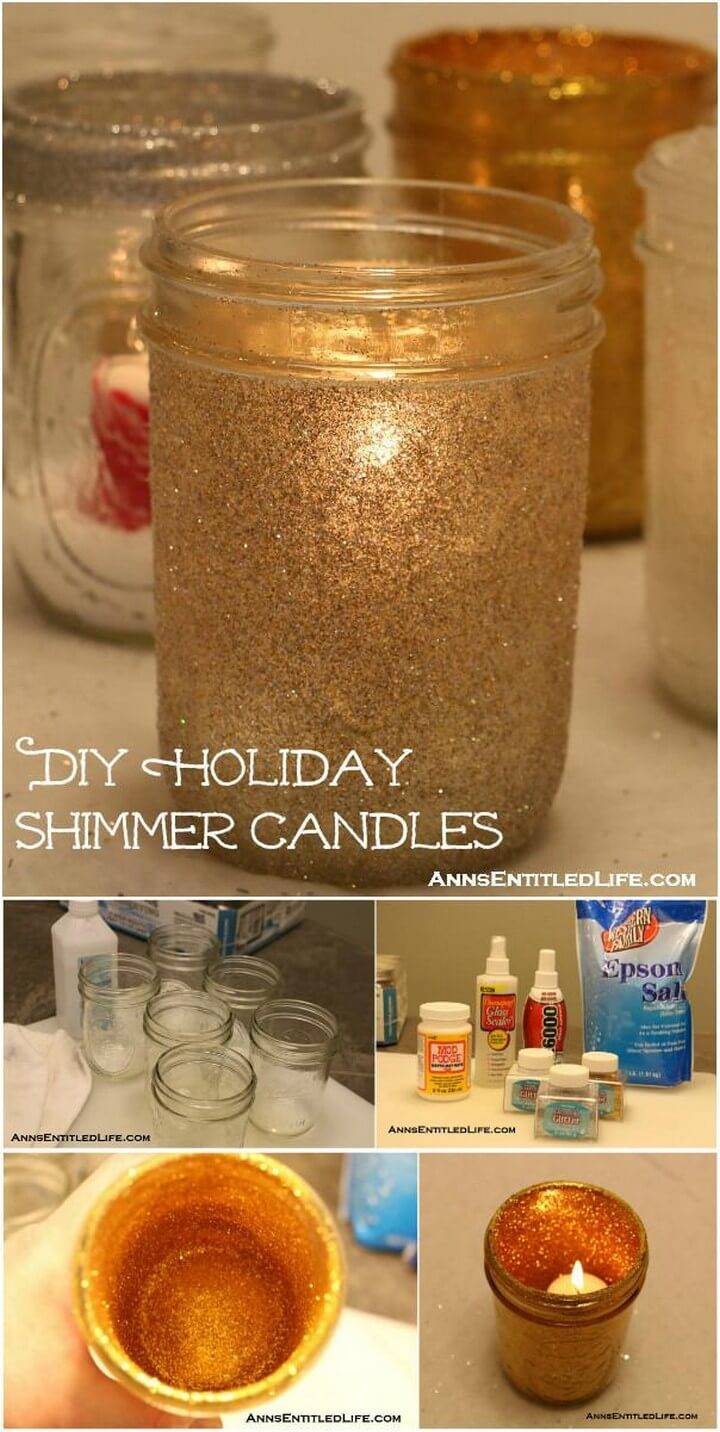DIY Glittery Mason Jar Shimmer Candles