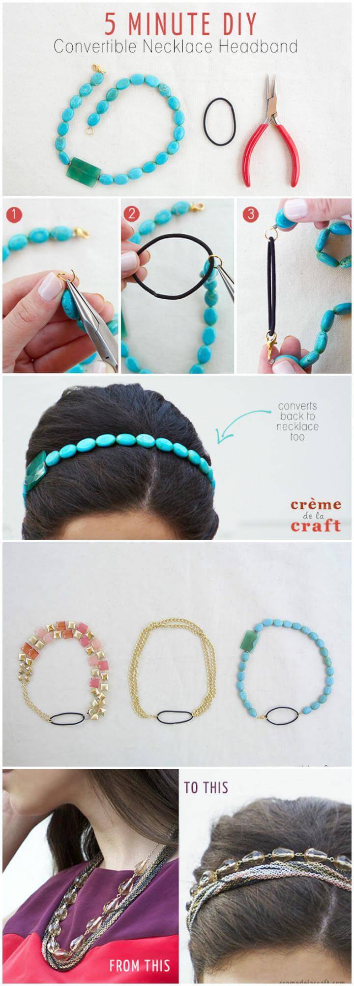 DIY Homemade 5 Minute Convertible Necklace Headband