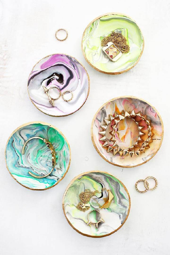 DIY Marbled Clay Ring Dishes