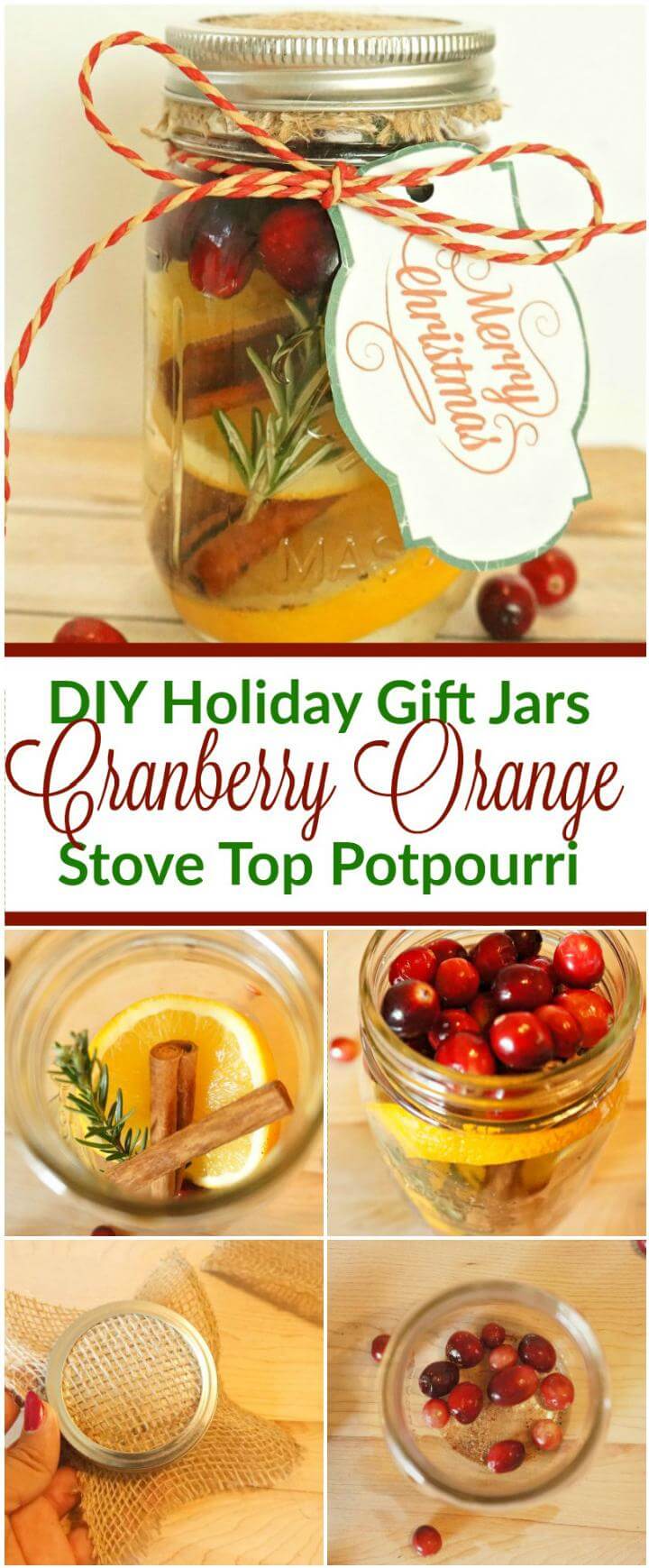 DIY Mason Jar Gift - Cranberry Orange Stove Top Potpourri