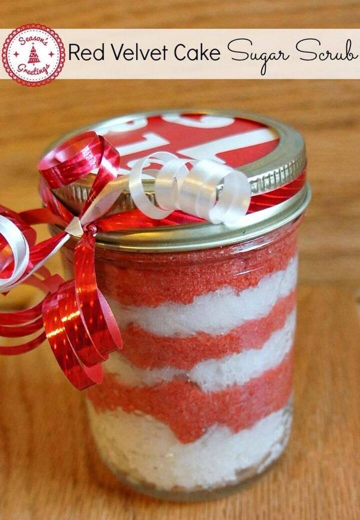 DIY Mason Jar Red Velvet Cake Sugar Scrub Gift