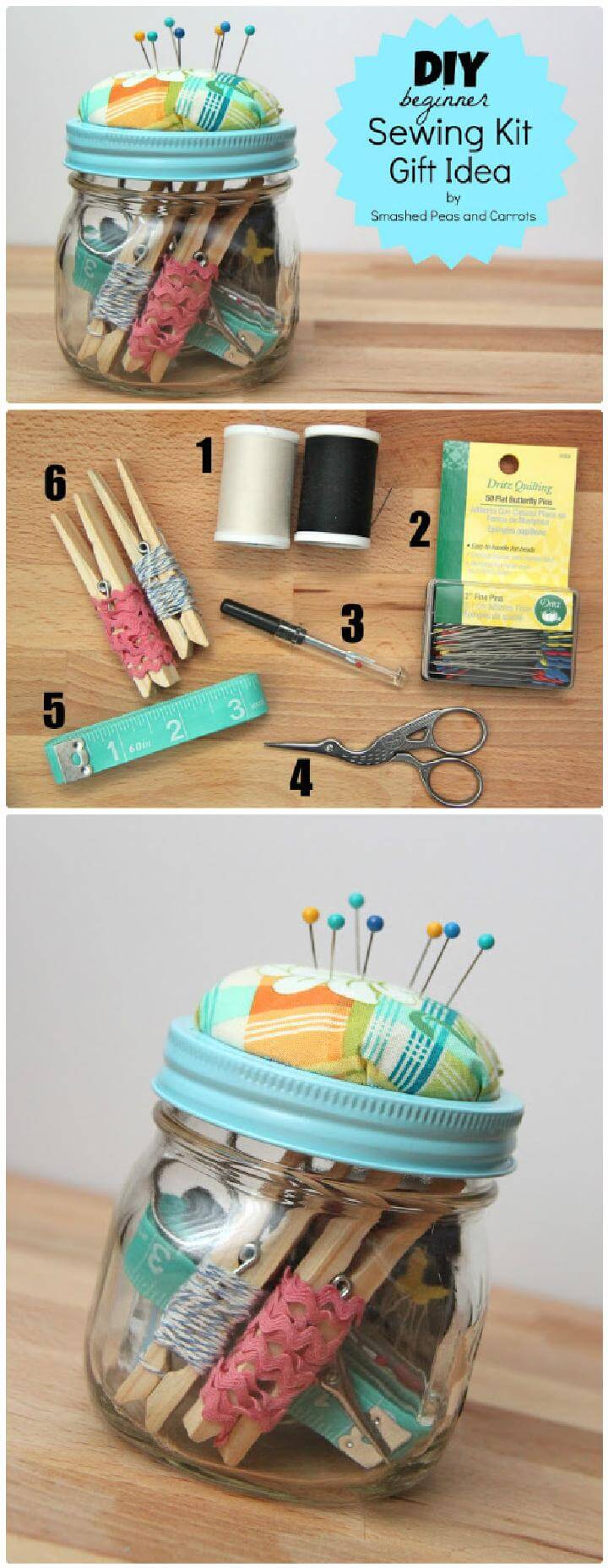 DIY Mason Jar Sewing Kit Gift for Beginners