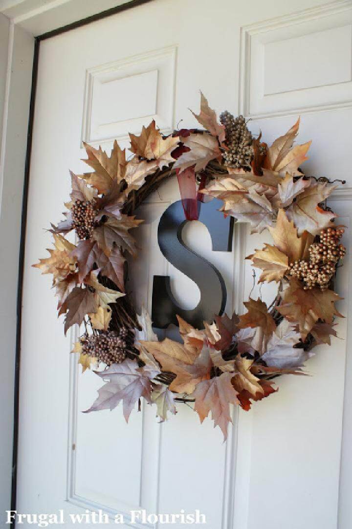 DIY Monogram Fall Wreath with Bling