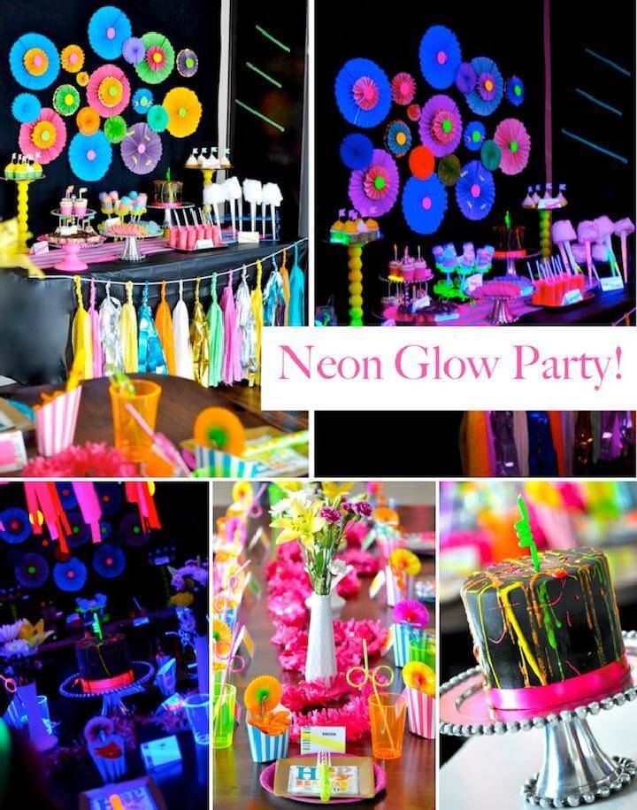 DIY Neon Glow Teen Birthday Party Idea