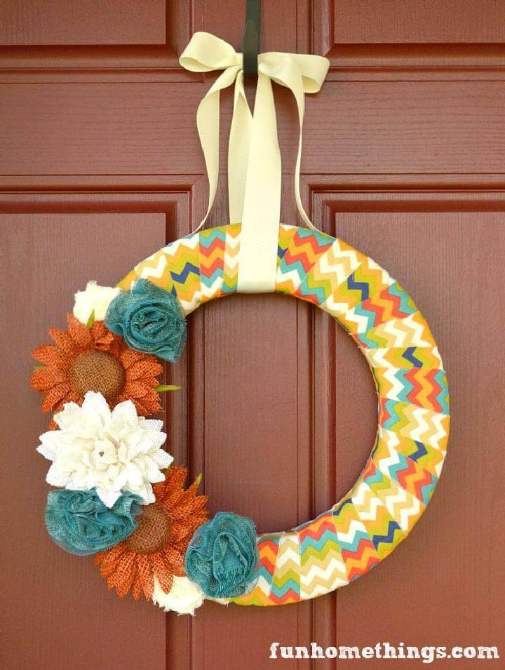 DIY Precious Fabric Wrapped Fall Wreath