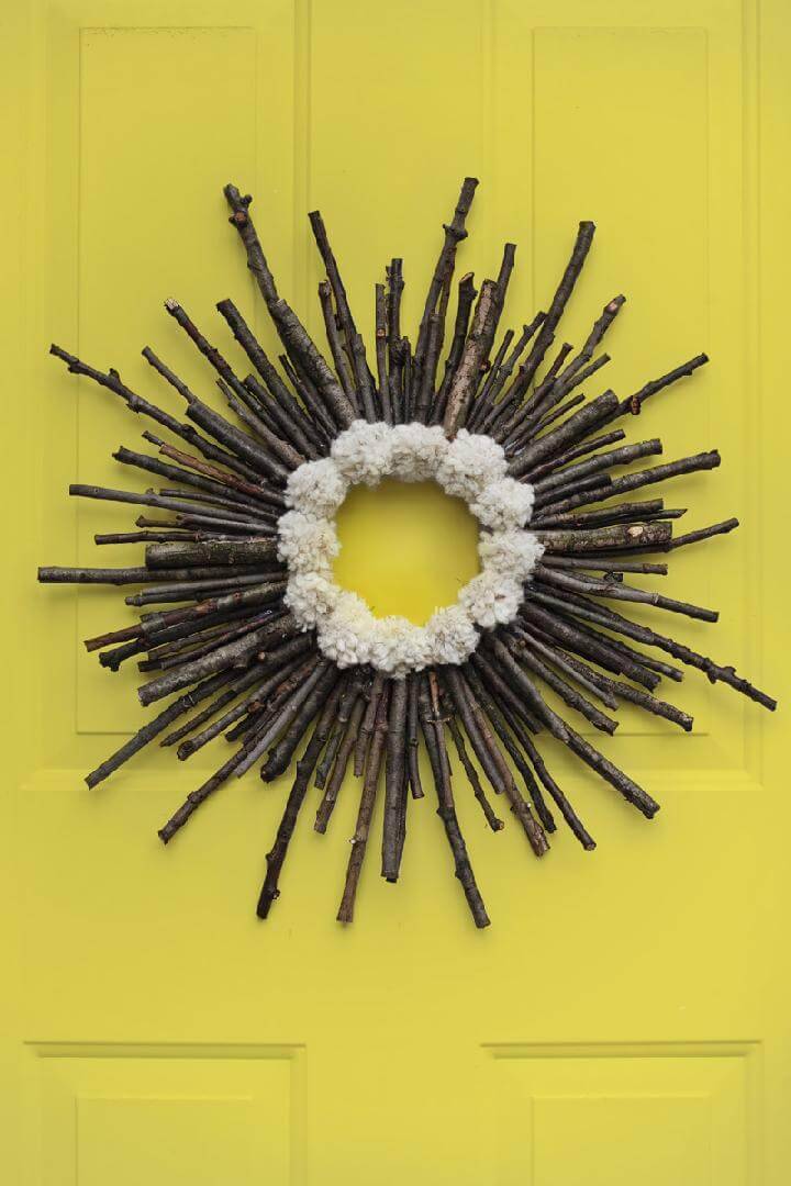 DIY Rustic Twig Pom-Pom Fall Wreath