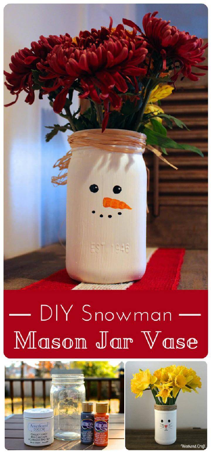 DIY Snowman Mason Jar Vase