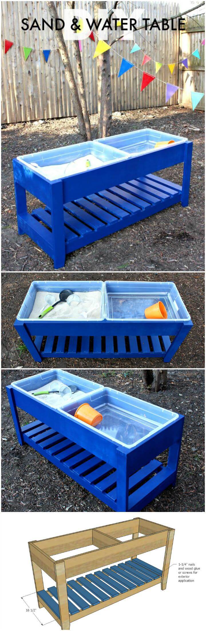 water and sand table wooden