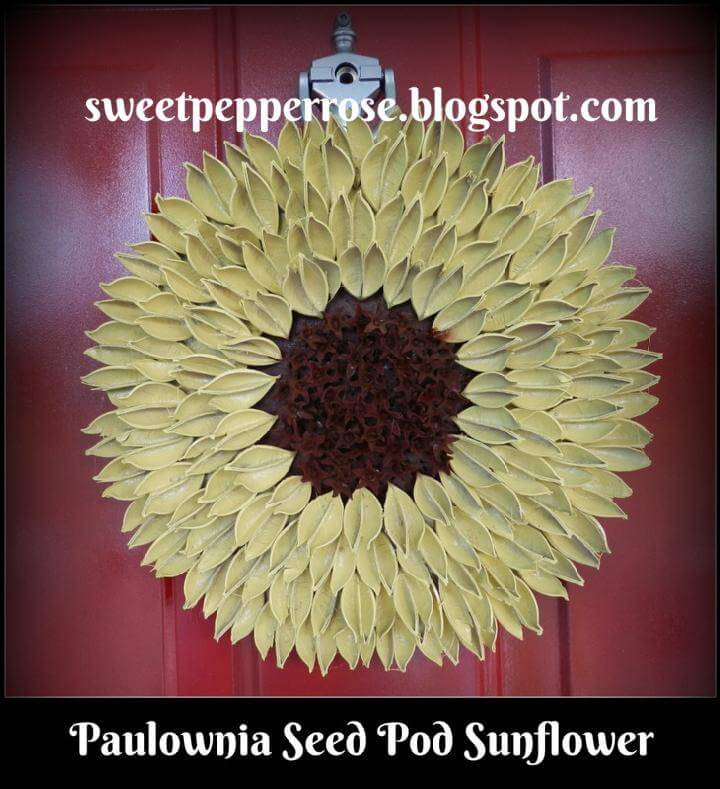 DIY Sunflower Paulownia Seed Pod Fall Wreath