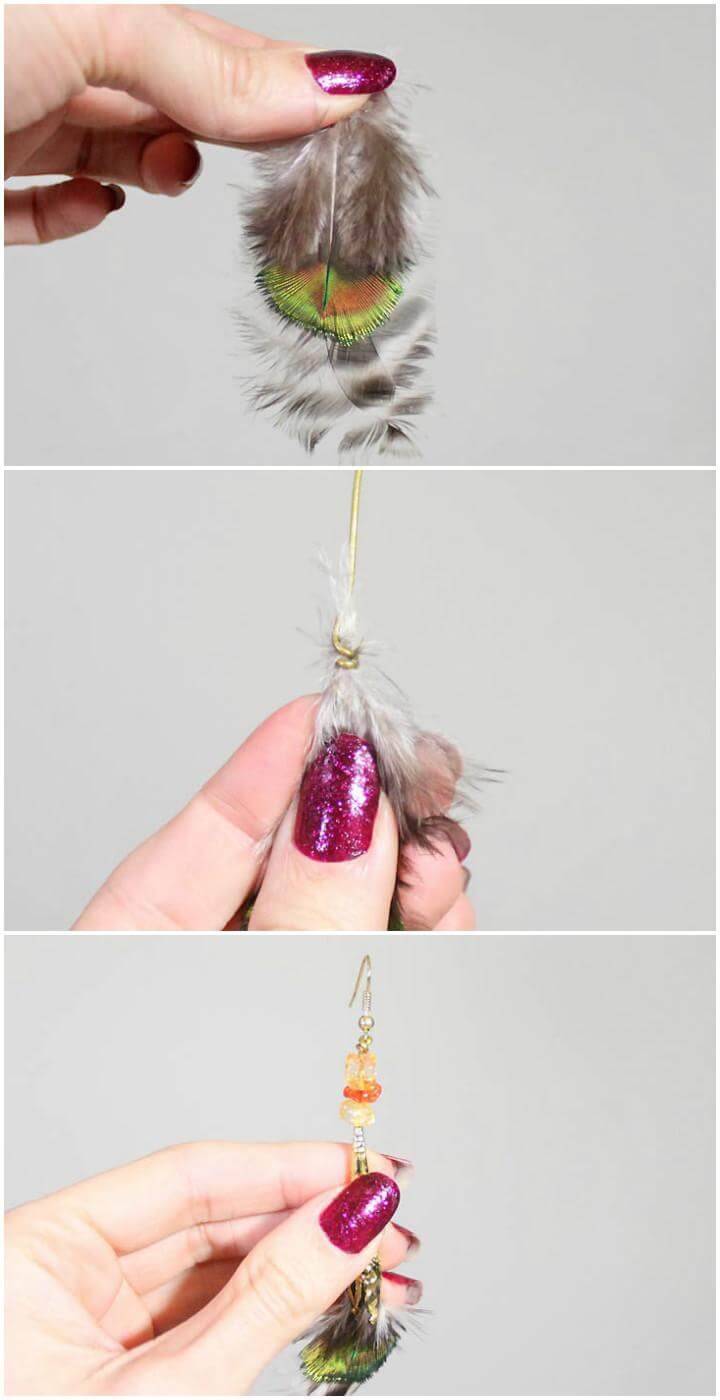 DIY Super Easy but Beautiful Feather Earrings