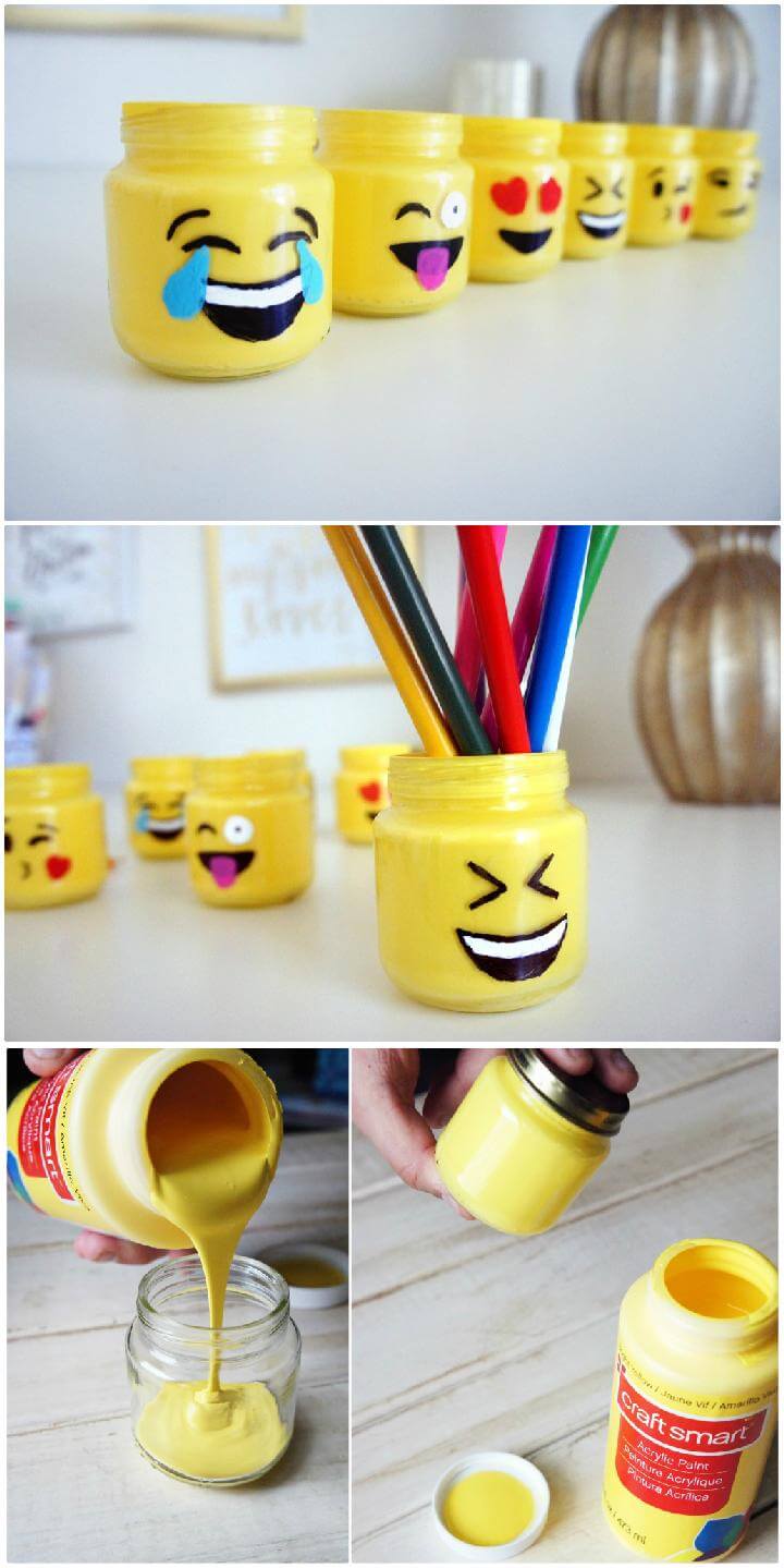 DIY Superb Beautiful Emoji Mason Jars