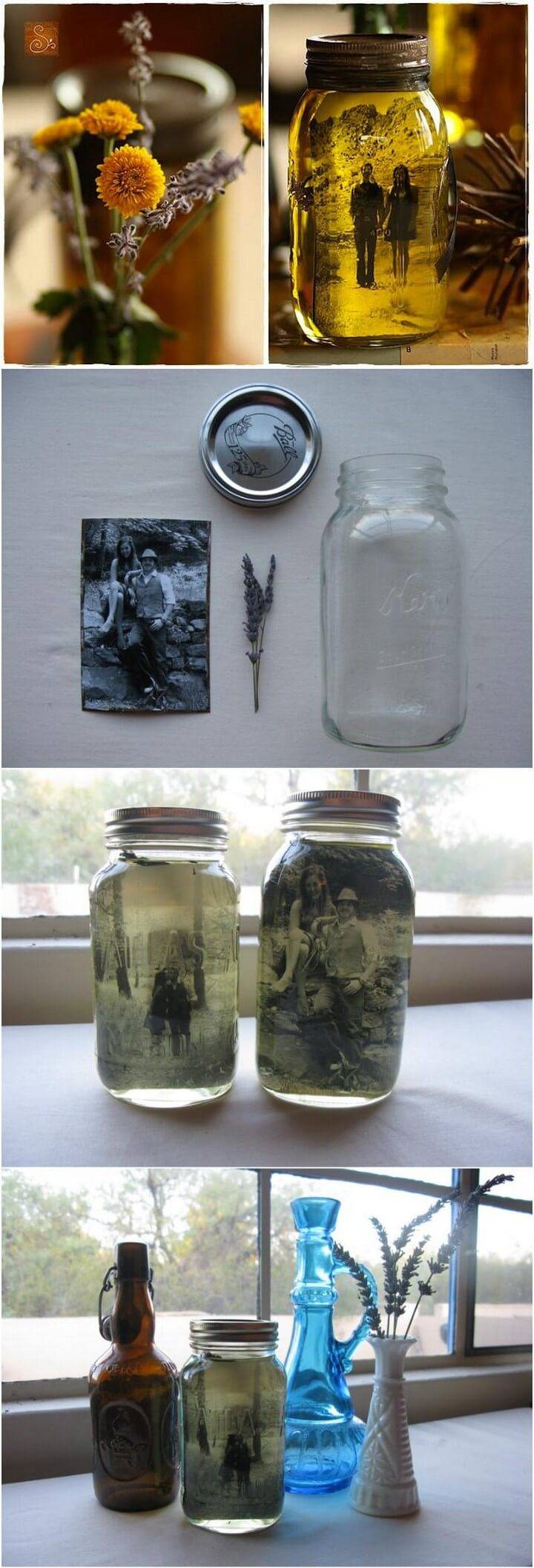 DIY Vintage Picture Mason Jar Gifts