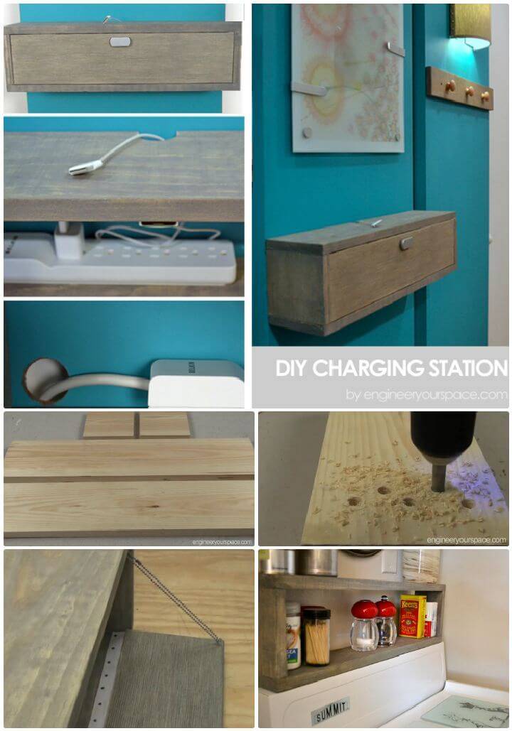DIY Charging Station Shelf Combo