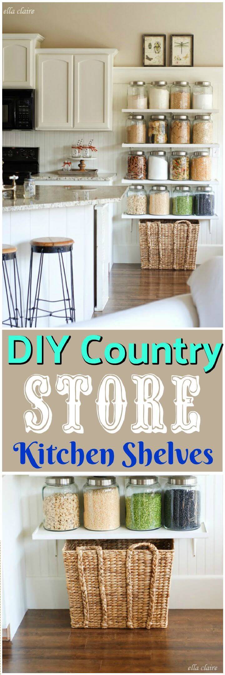 DIY Country Store Kitchen Shelves