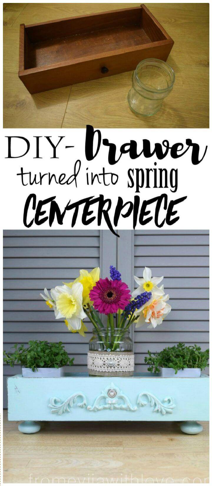 DIY Drawer Turned Into Spring Centerpiece