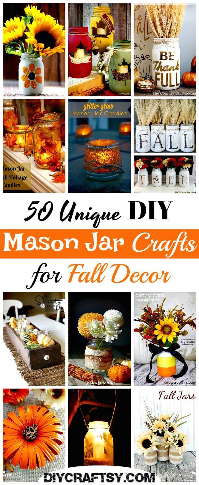 DIY Mason Jar Crafts for Fall Decor - DIY Fall Decor Crafts - Mason Jar Fall Decor Ideas