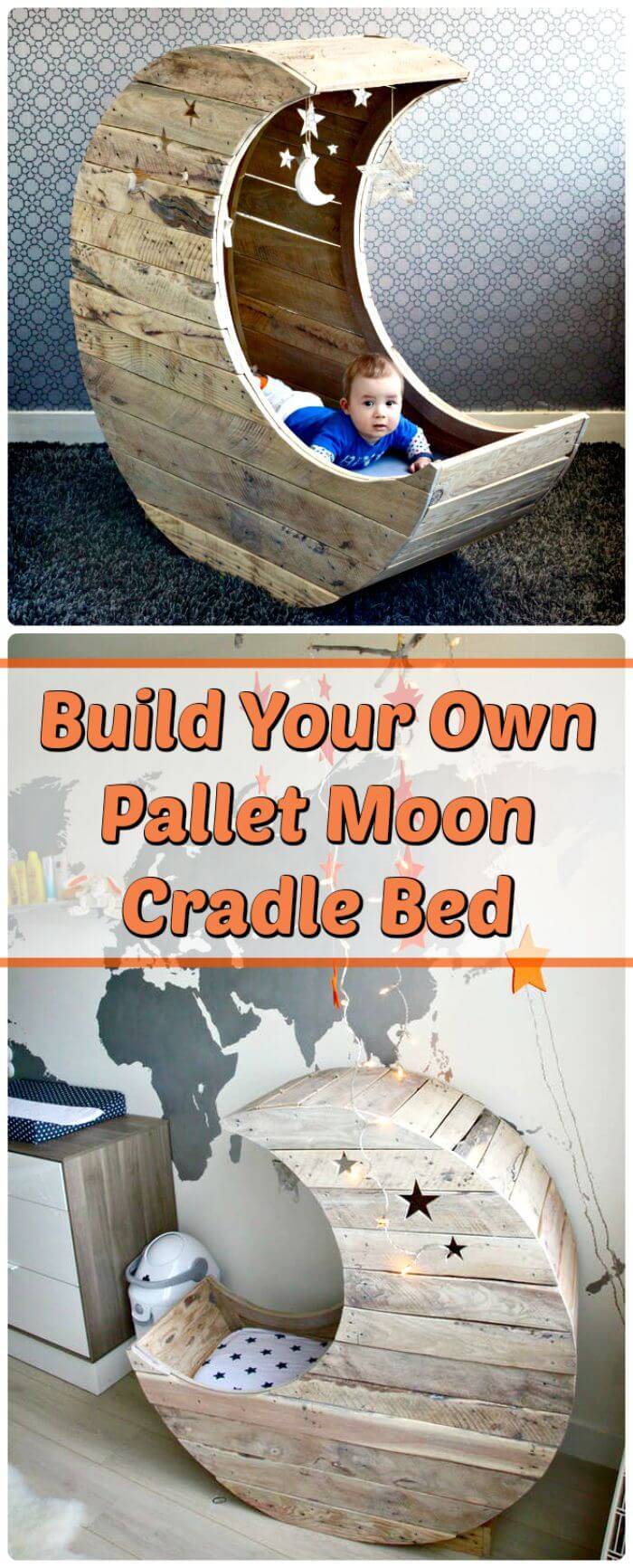 DIY Pallet Moon Cradle Bed Instructions - DIY Wooden Pallet Bed Projects