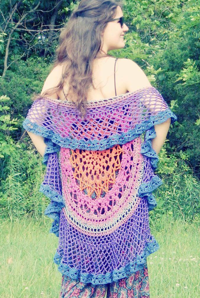 Crochet Lotus Mandala Circular Vest - Free Crochet Pattern