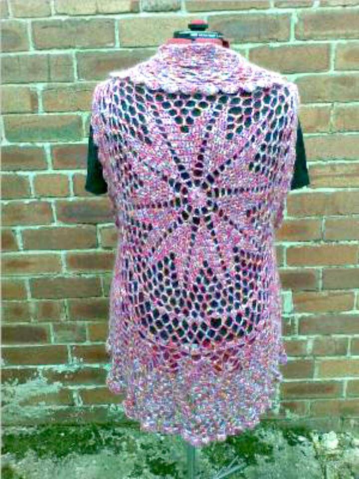 Crochet Pink-Mix Circular Cardigan -Vest Circular Patterns